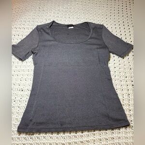 Shameless Metallic Gray Scoop Neck Top | Medium | Made in USA | NWOT